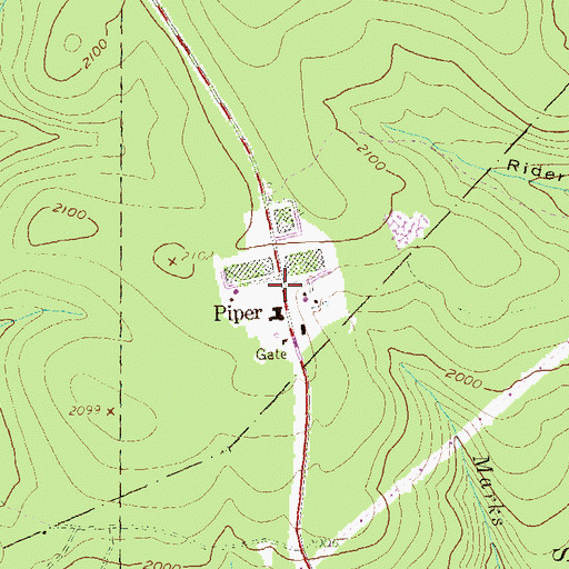 Topographic Map of Piper, PA
