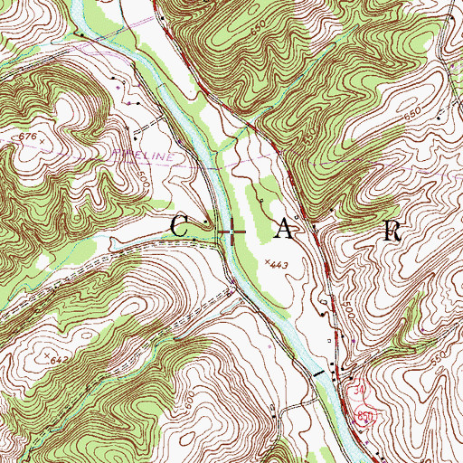 Topographic Map of Pisgah Run, PA