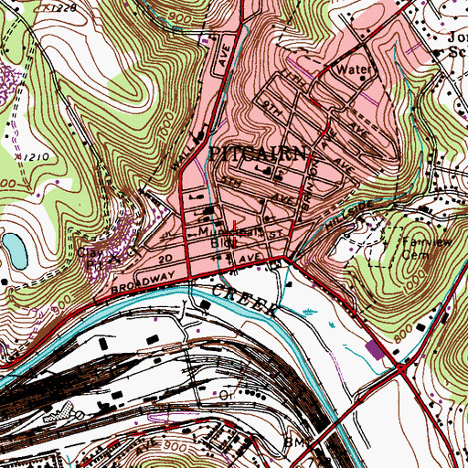 Topographic Map of Pitcairn, PA
