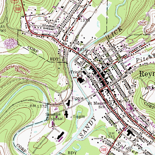Topographic Map of Pitchpine Run, PA