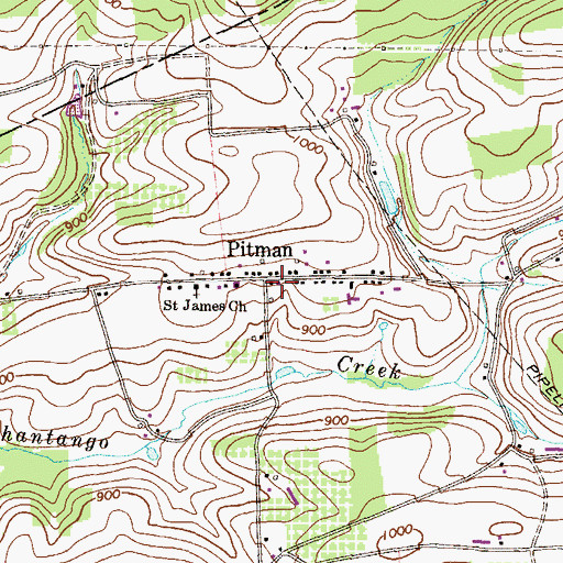 Topographic Map of Pitman, PA
