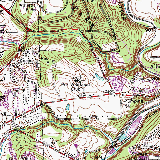 Topographic Map of Pitt Wildwood Club, PA