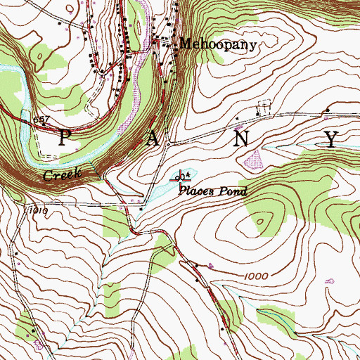 Topographic Map of Places Pond, PA