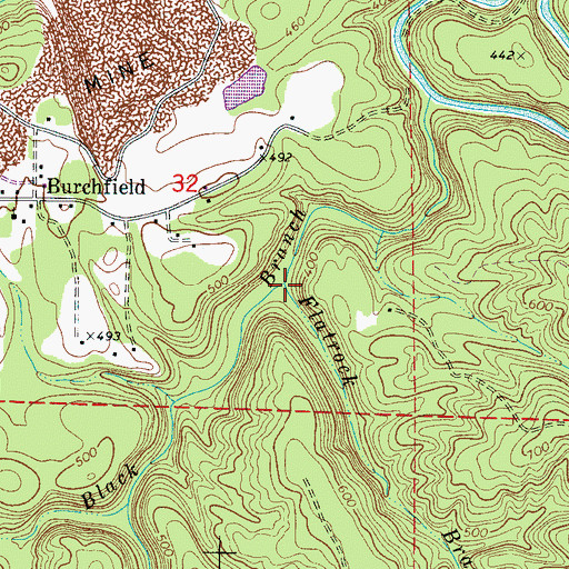 Topographic Map of Flatrock Branch, AL