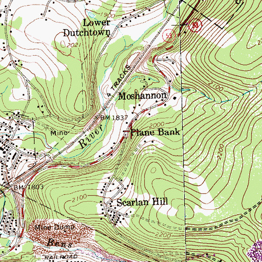 Topographic Map of Plane Bank, PA