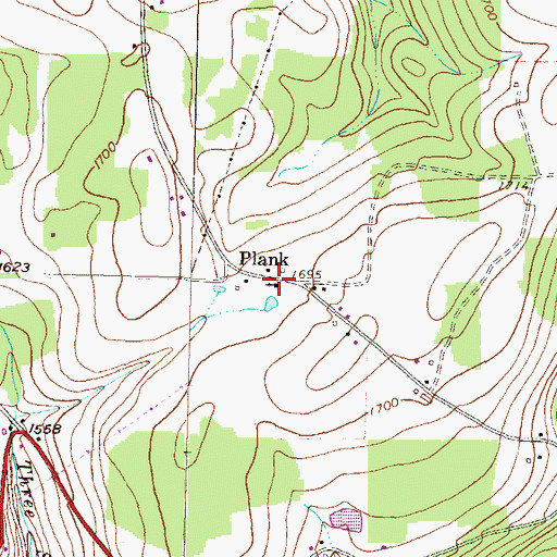 Topographic Map of Plank, PA