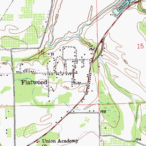 Topographic Map of Flatwood, AL