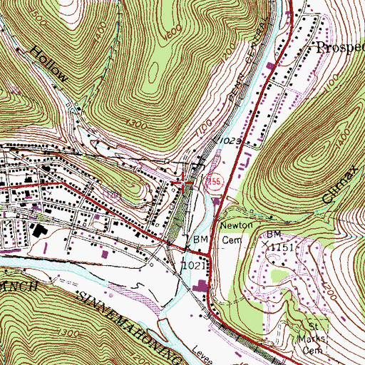Topographic Map of Plank Road Hollow, PA