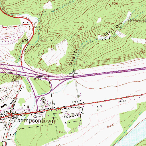 Topographic Map of Platte Hollow, PA