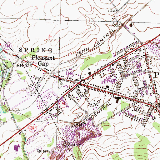 Topographic Map of Pleasant Gap, PA
