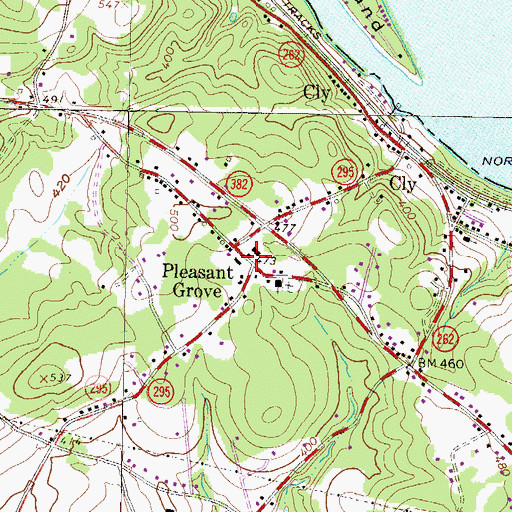 Topographic Map of Pleasant Grove, PA