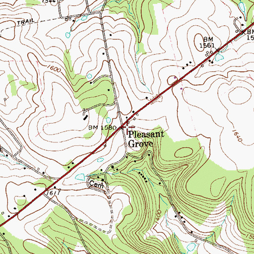 Topographic Map of Pleasant Grove, PA