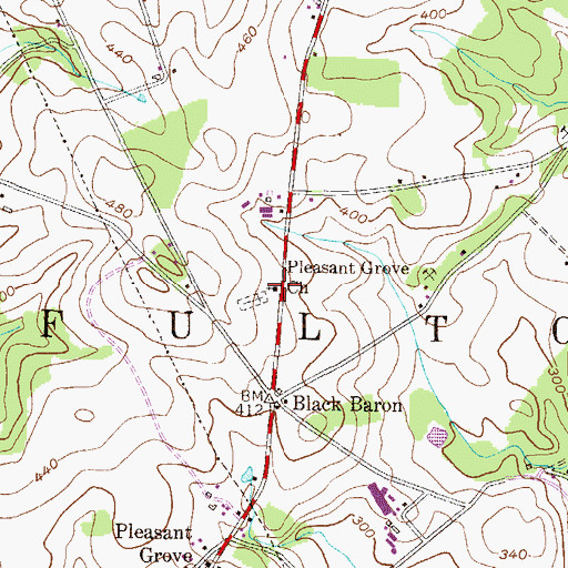 Topographic Map of Pleasant Grove Church, PA