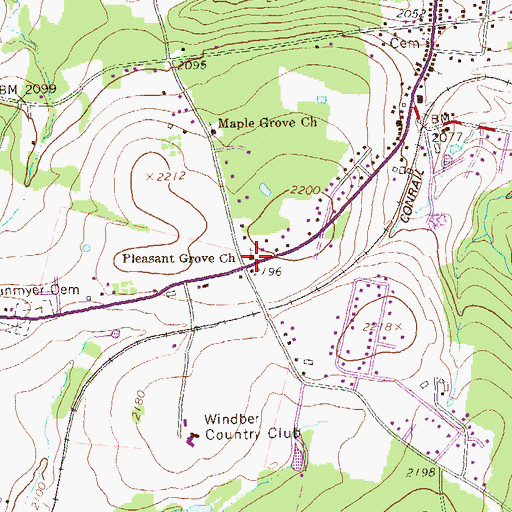 Topographic Map of Pleasant Grove Church, PA