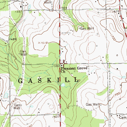 Topographic Map of Pleasant Grove Church, PA