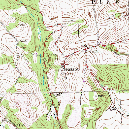 Topographic Map of Pleasant Grove Church, PA