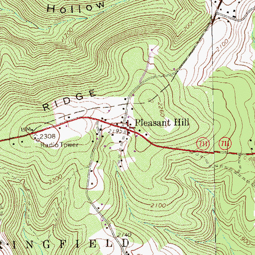 Topographic Map of Pleasant Hill, PA