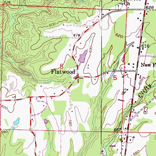 Topographic Map of Flatwood, AL