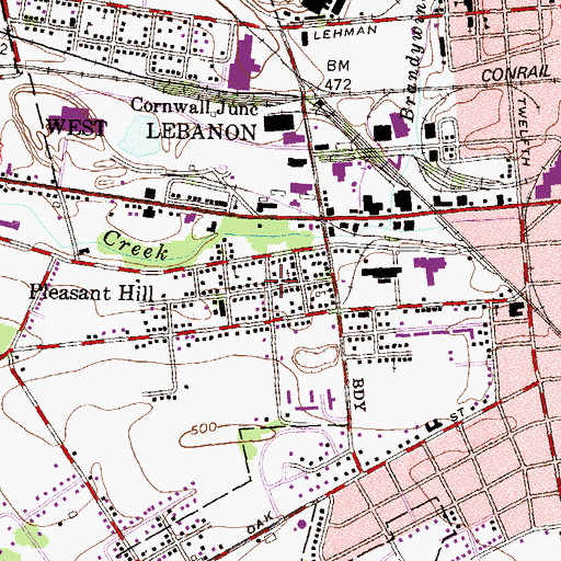 Topographic Map of Pleasant Hill, PA
