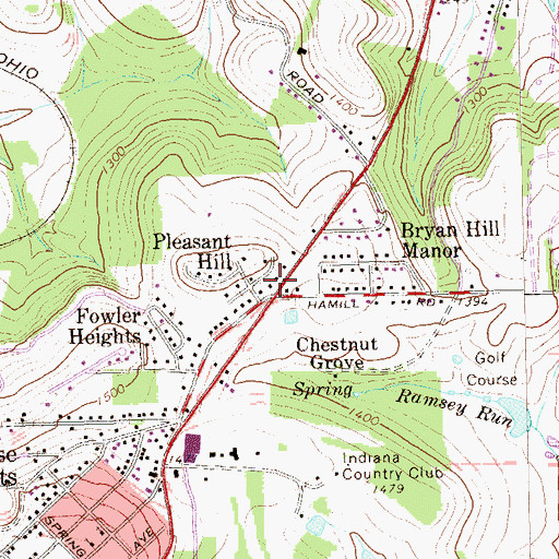 Topographic Map of Pleasant Hill, PA