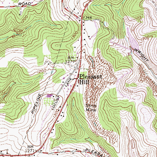Topographic Map of Pleasant Hill, PA