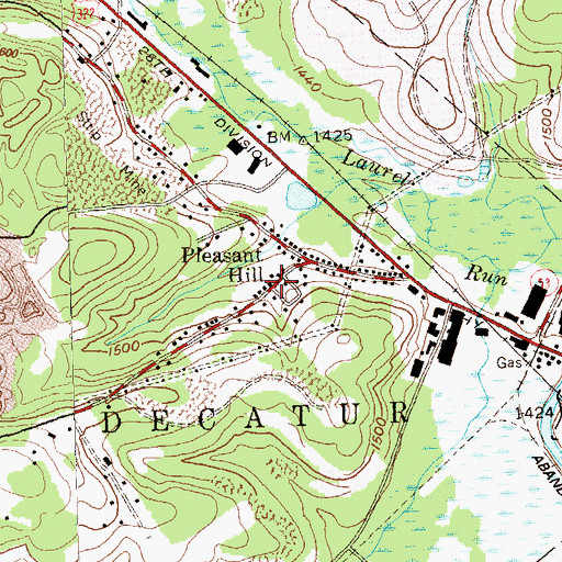 Topographic Map of Pleasant Hill, PA