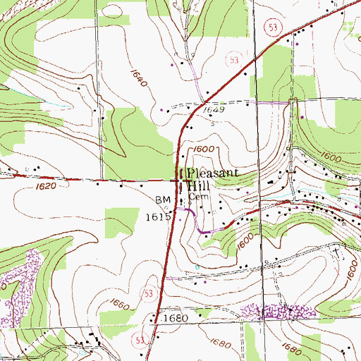 Topographic Map of Pleasant Hill, PA