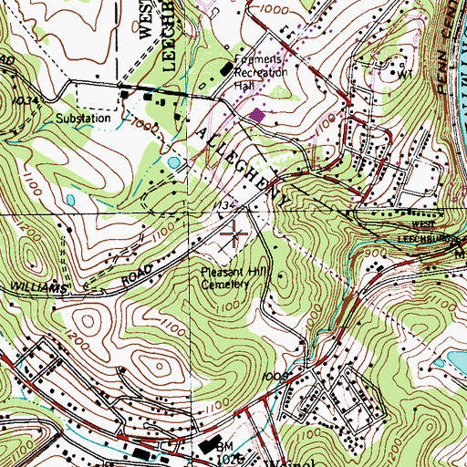 Topographic Map of Pleasant Hill Cemetery, PA