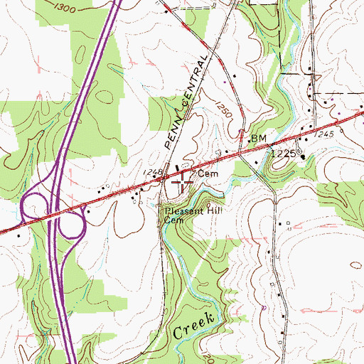 Topographic Map of Pleasant Hill Cemetery, PA