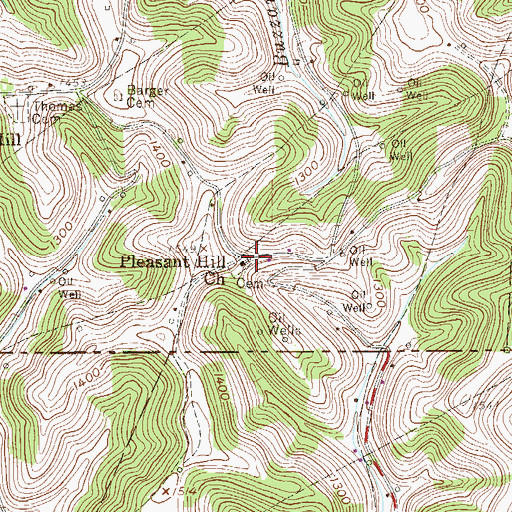 Topographic Map of Pleasant Hill Church, PA
