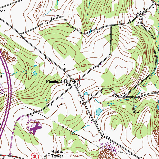 Topographic Map of Pleasant Hill Church, PA