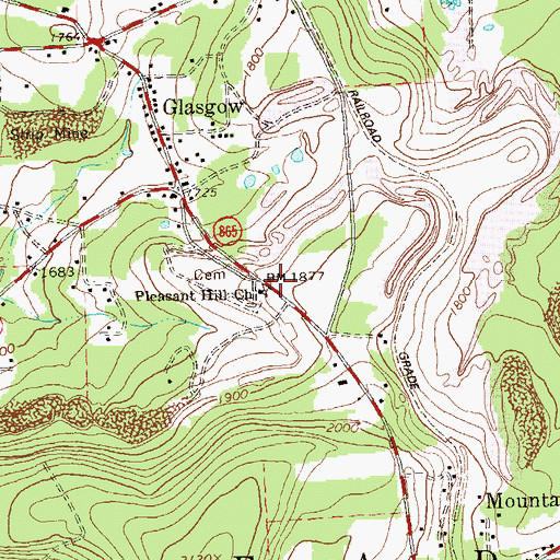 Topographic Map of Pleasant Hill Church, PA
