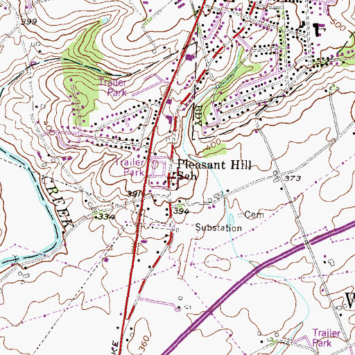 Topographic Map of Pleasant Hill School, PA