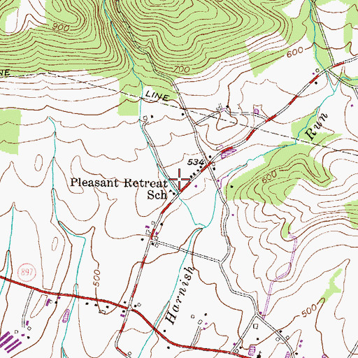 Topographic Map of Pleasant Retreat School, PA