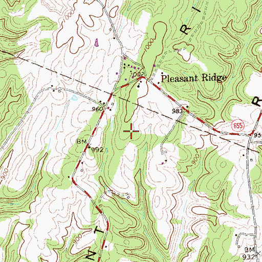 Topographic Map of Pleasant Ridge, PA