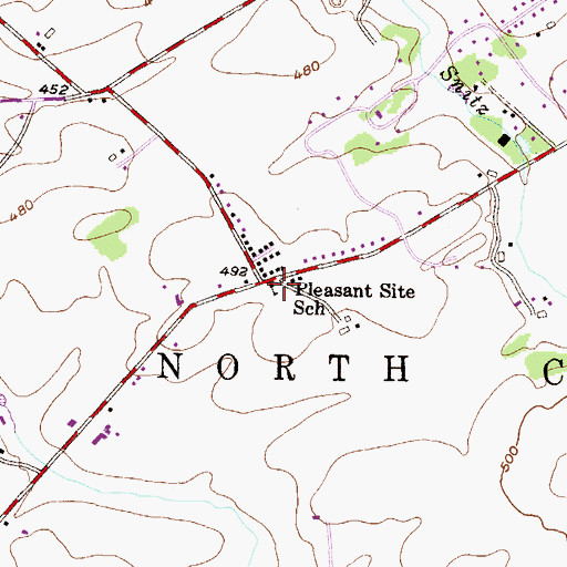 Topographic Map of Pleasant Site School, PA