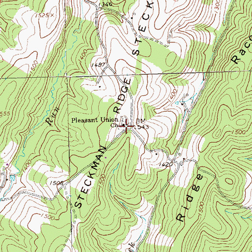 Topographic Map of Pleasant Union Church, PA