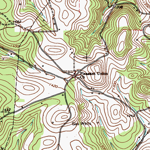 Topographic Map of Pleasant Union Church, PA