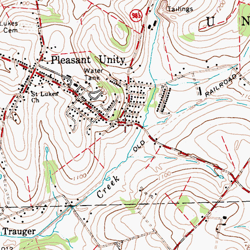 Topographic Map of Pleasant Unity, PA