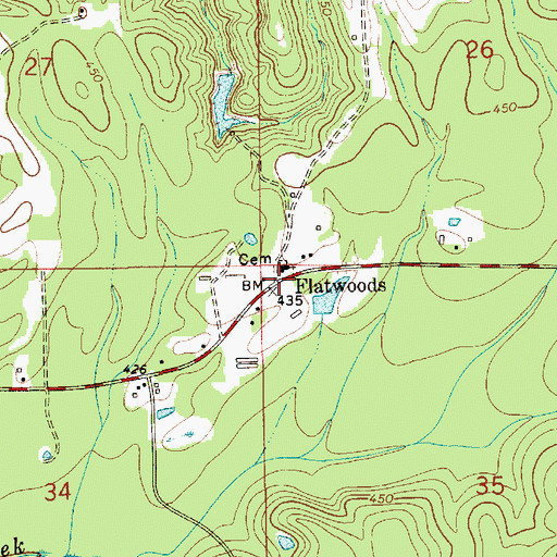 Topographic Map of Flatwoods, AL