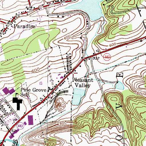 Topographic Map of Pleasant Valley, PA