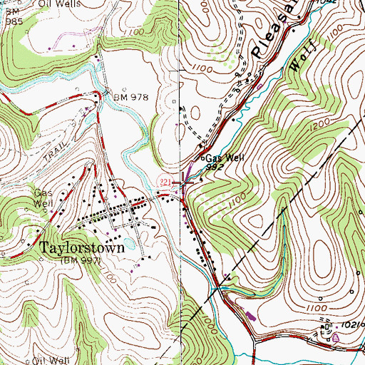 Topographic Map of Pleasant Valley, PA