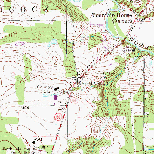 Topographic Map of Pleasant Valley Church, PA