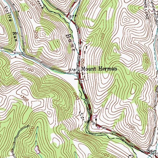 Topographic Map of Pleasant Valley Run, PA
