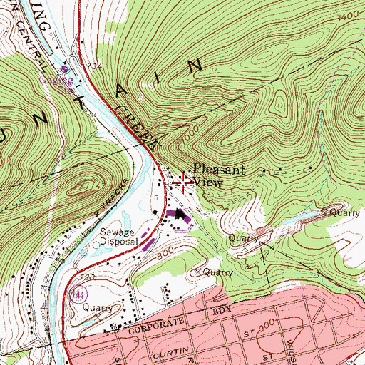 Topographic Map of Pleasant View, PA