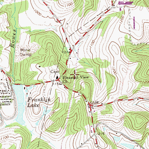 Topographic Map of Pleasant View Church, PA