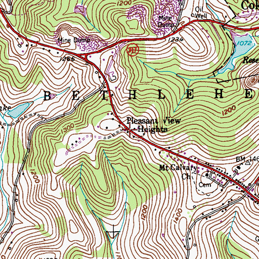 Topographic Map of Pleasant View Heights, PA