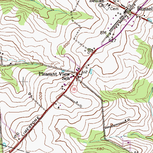 Topographic Map of Pleasant View School, PA