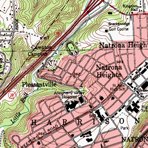 Topographic Map of Pleasantville, PA