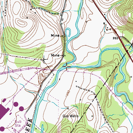 Topographic Map of Plum Creek, PA
